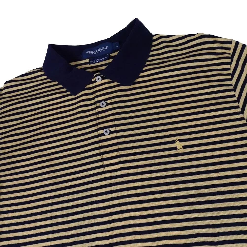 Ralph Lauren PIMA Cotton Vintage Striped Golf Polo Shirt Men's Large
